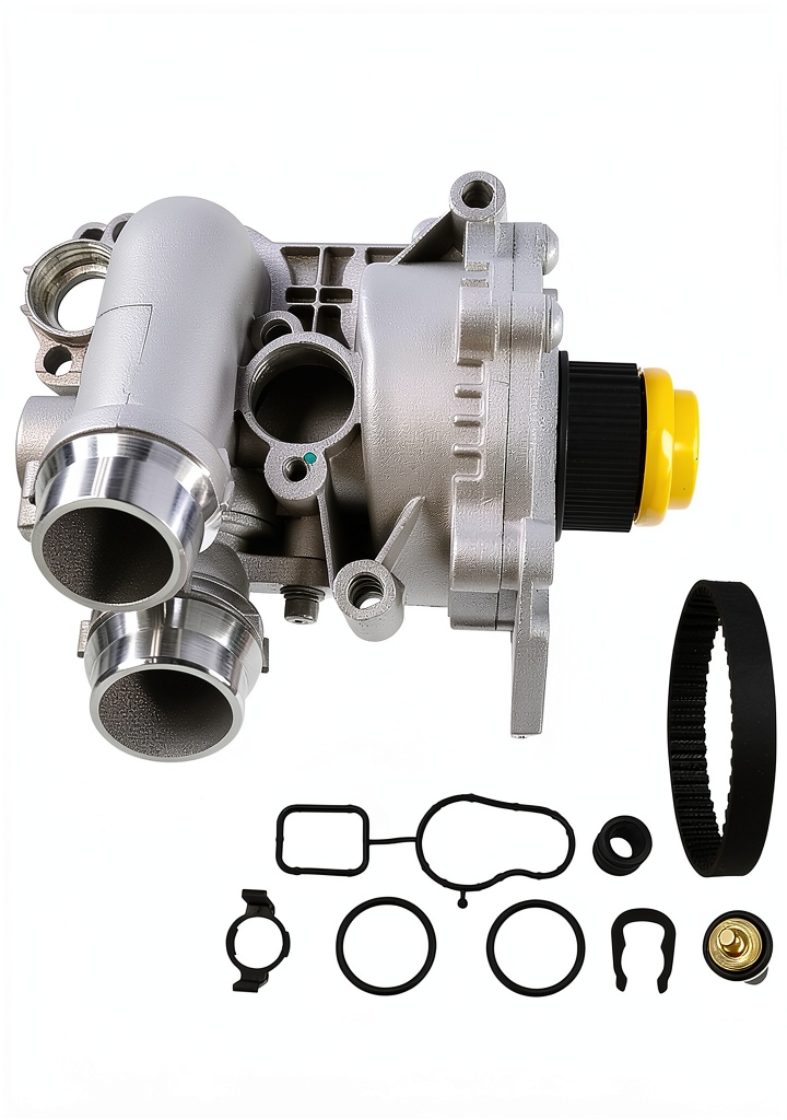 Installing YBDDZH Engine Water Pump Replacement for Audi VW 2.0T Aluminum Flow on a wooden desk