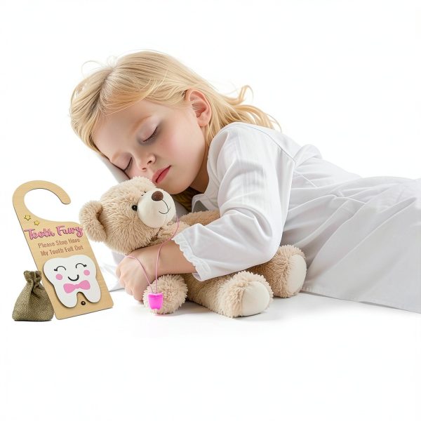 Tooth Fairy Door Hanger 16 Pcs with Burlap Pouch, Glass Bottle & Boxes-6