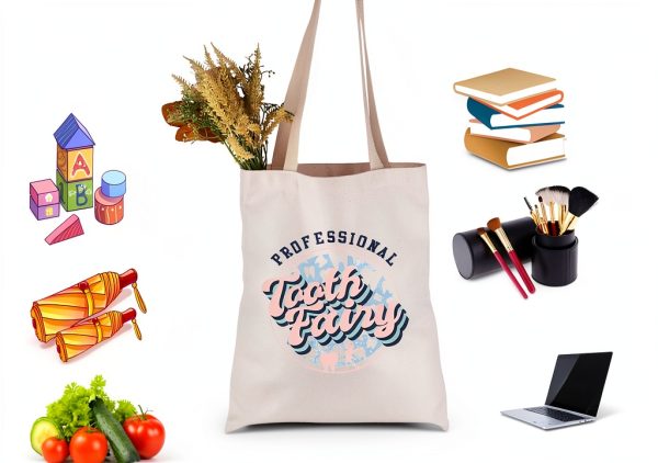JNIAP Funny Dentistry Gift Tote Bag Eco Cotton Marble Print 15.7L-2