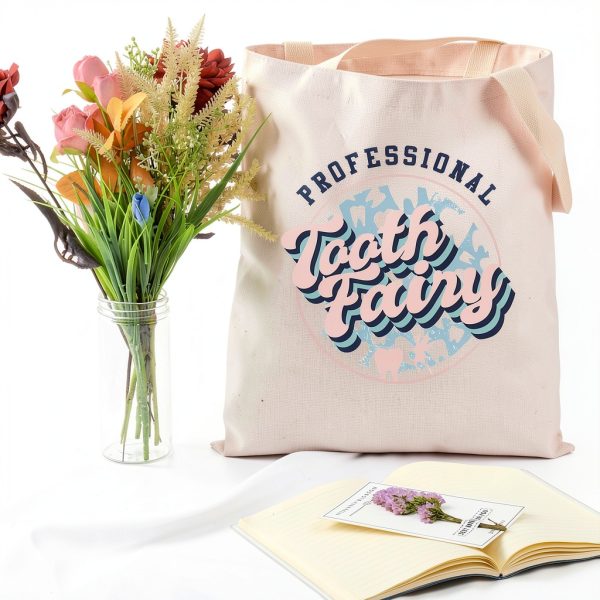 JNIAP Funny Dentistry Gift Tote Bag Eco Cotton Marble Print 15.7L-4