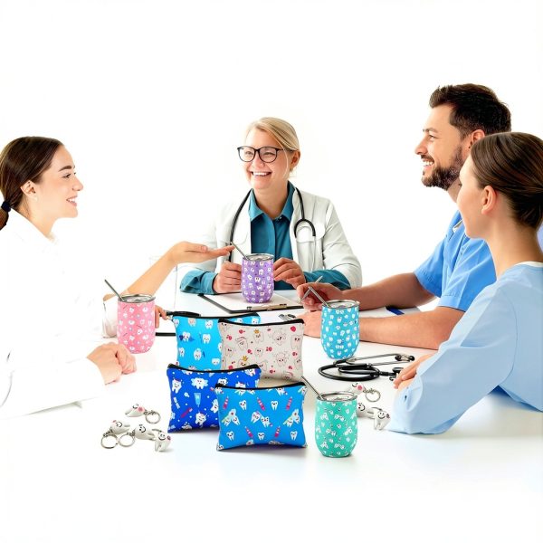 Dental Hygienist Gifts Jingmore 16pcs Tooth Set Tumbler, Bag, Keychain-3