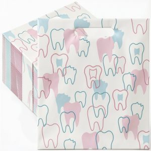 50 Pack Tooth Merchandise Bags with Handles, 8.3x9.5 Inches Plastic-0