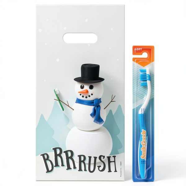Practicon Winter Brushing Snowman 6" x 12" Dental Giveaway Bag, Winter Holiday, Christmas Themed Bags, Dental Hygiene Patient Care Goodie Bag, Dentist Office Plastic Gift Bags, 100 Pack-2