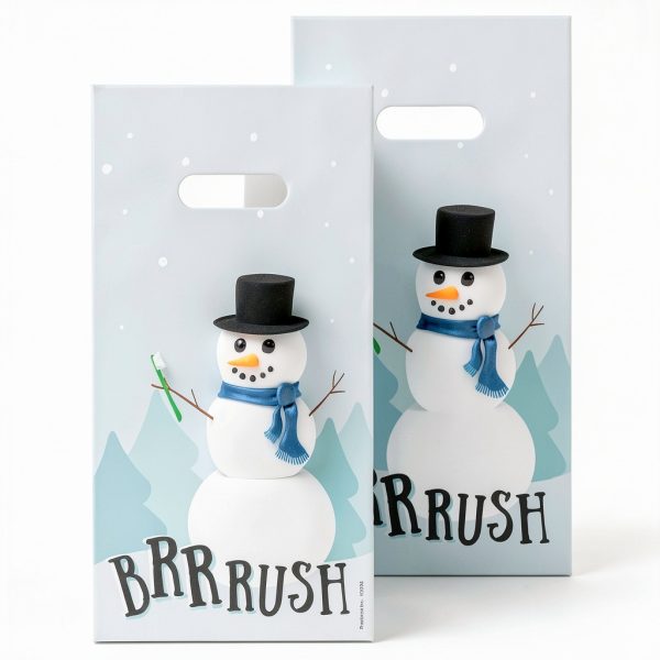 Practicon Winter Brushing Snowman 6" x 12" Dental Giveaway Bag, Winter Holiday, Christmas Themed Bags, Dental Hygiene Patient Care Goodie Bag, Dentist Office Plastic Gift Bags, 100 Pack-1
