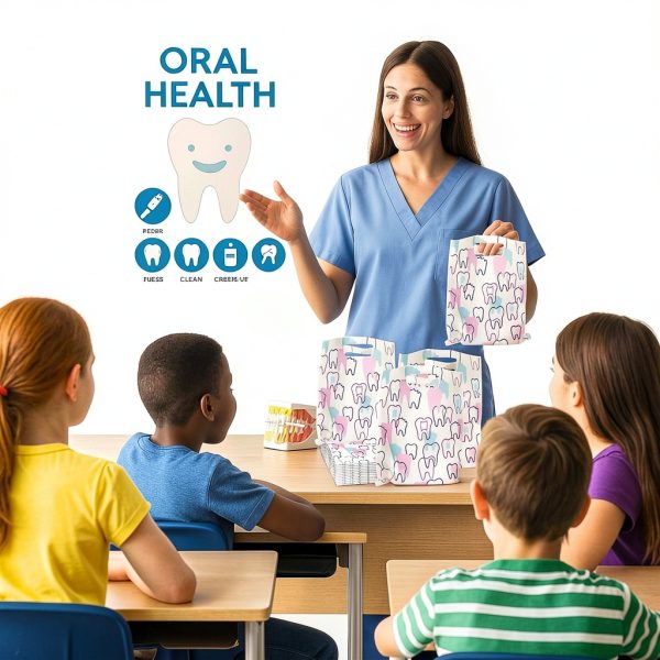 50 Pack Tooth Merchandise Bags with Handles, 8.3x9.5 Inches Plastic-6